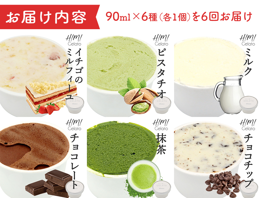 【6ヶ月定期便】【Himi Gelato】定番ジェラート6個セット いち