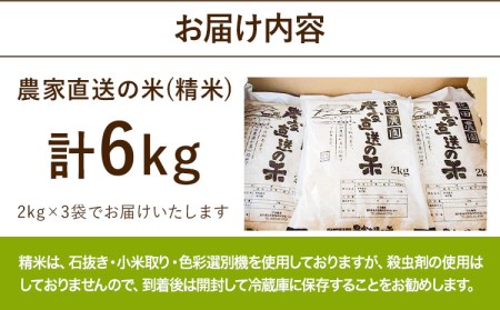 花田農園 農家直送の米 6kg 2kg×3袋《30日以内に出荷予定(土日祝除く)》 精米 米 こめ コメ---skr_hndnck_30d_22_12400_6kg---