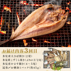 〈隔月5回定期便〉 富山県氷見尽くし！「氷見ぶり」「氷見産干物」「氷見産昆布〆お刺身」「氷見うどん」など氷見の旨いもんが19種！　