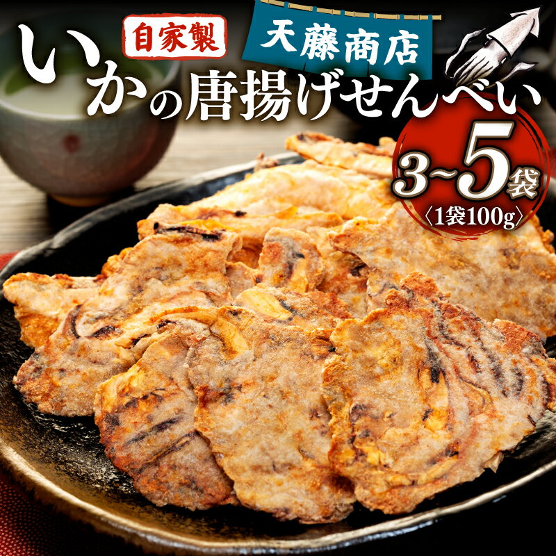 訳あり いか せんべい 100g×5袋 ミネラル水 シママース使用 唐揚げ 天藤商店 自家製