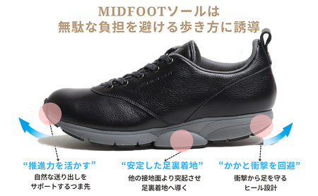 MIDFOOT ( ミッドフッド ) 婦人靴 レザースニーカー MF002JL ( ブラック ) 4E　【 ファッション 靴 シューズ スニーカー レディース 】 【 お洒落 レザーシューズ オイルレ