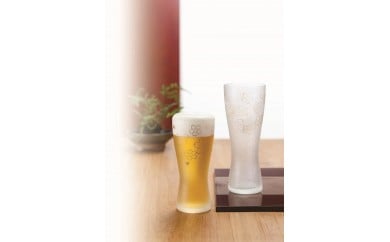 石塚硝子製 ペアグラス 泡づくりプレミアム桜M (ビアグラス310ml)｜ビールグラス ガラス コップ 食器 金彩 和モダン 高級感 逸品 和柄 日本製 ギフト さくら サクラ アデリア 石塚硝子 [0401]