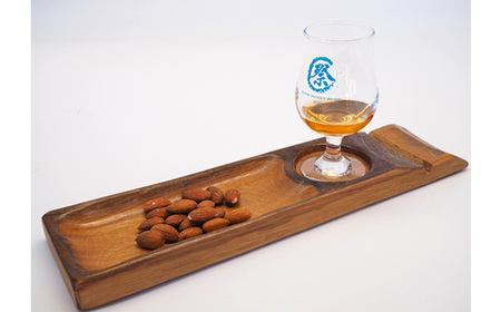 No.543 ウイスキー樽材で作った晩酌用木皿とマドラーセット