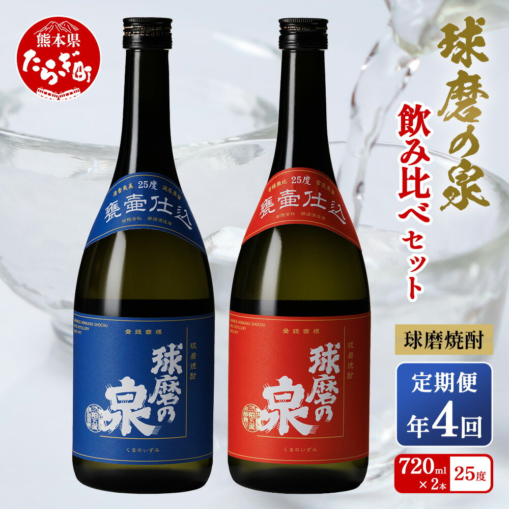 ＜定期便年4回＞ 球磨焼酎 球磨の泉 720ml 飲み比べ 2種セット （減圧25度・常圧25度） 常圧 減圧 焼酎 酒 お酒 飲み比べ 国産 熊本県産 球磨 熊本県 多良木町 コク さっぱり 香り 送料無料