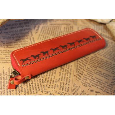 ふるさと納税 栗東市 馬九(うまく)いくラウンドファスナーペンケース(レッド)