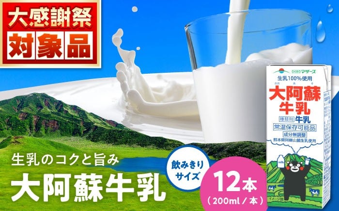 
            大阿蘇牛乳 ロングライフ くまモンラベル 200ml 12本 (12本入り×1ケース) 2.4L 牛乳 生乳 成分無調整牛乳 ミルク カルシウム 牛乳 常温保存 長期保存 送料無料【合同会社 福福堂】 [AYAC061]
          