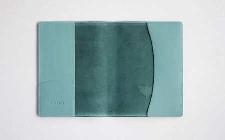 高級フレンチレザー ブックカバー ライトブルー ナッパレザー 牛革 文庫本サイズ