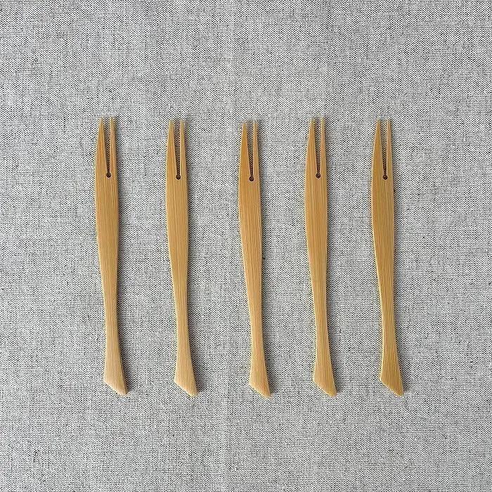＜湯布院・カトラリー専門　甲斐のぶお工房＞竹製 さかなフォーク（12.5cm）5本 | カトラリー