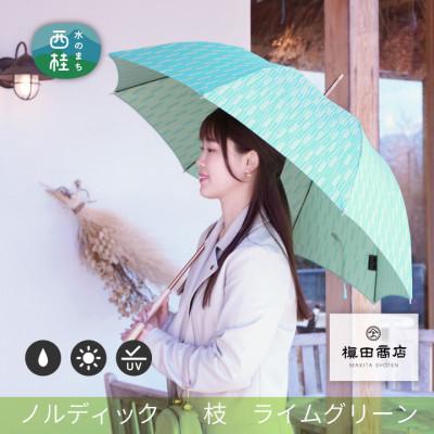 ふるさと納税 西桂町 婦人長傘　ノルディック枝(ライムグリーン)槙田商店の傘職人が作る北欧テイストのおしゃれなレディース傘