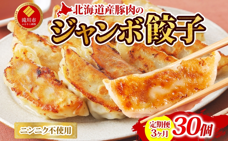 【 ふるさと納税 】3ヶ月定期便 楽楽食品 北海道産豚肉のジャンボ餃子 35g×30個 餃子 中華 中華料理 焼き餃子 水餃子 揚げ餃子 餃子鍋 活用 アレンジ おかず 焼くだけ簡単 簡単調理 フライパン調理 北海道産 国産豚 豚肉 豚餃子 お取り寄せ ご当地 送料無料 北海道 滝川市