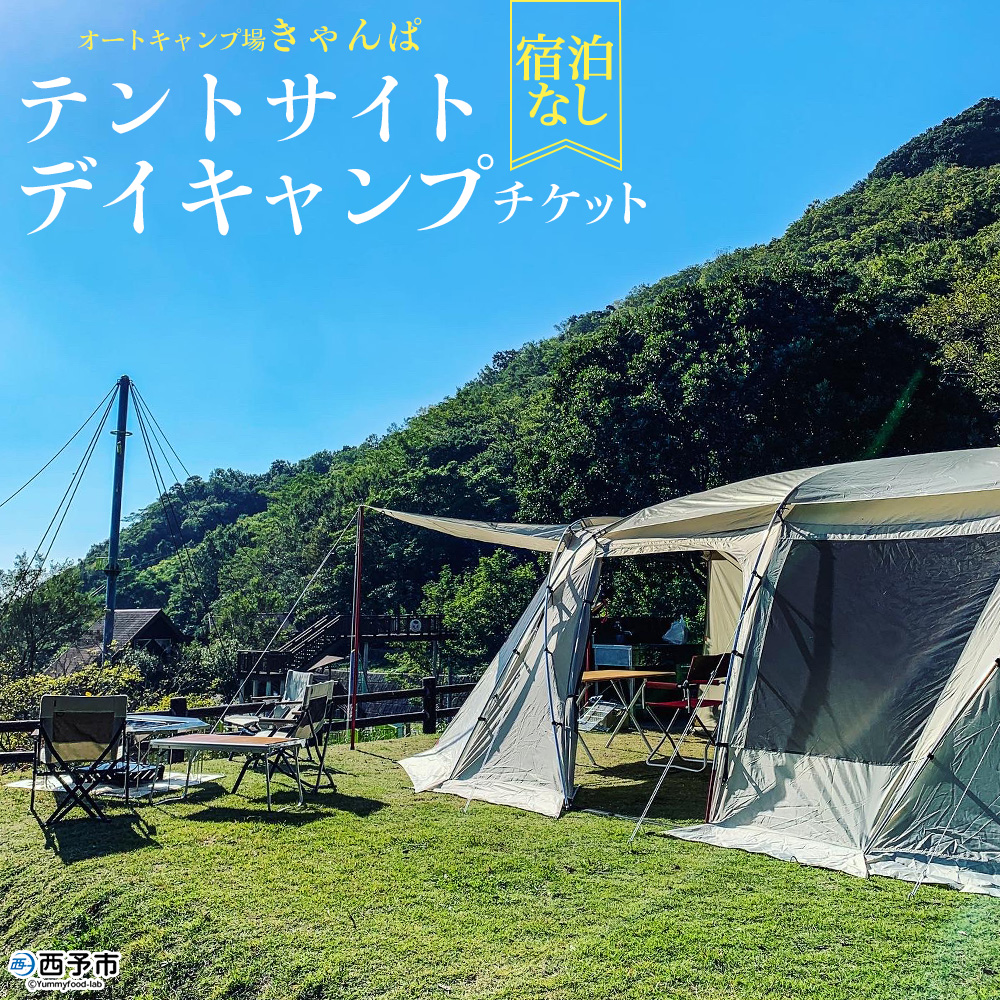 ＜オートキャンプ場「きゃんぱ」テントサイトデイキャンプチケット＞宿泊なし キャンプ キャンピング テントキャンプ 連休 夏休み 冬休み GW 休暇 家族 アウトドア 明浜 愛媛県 西予市