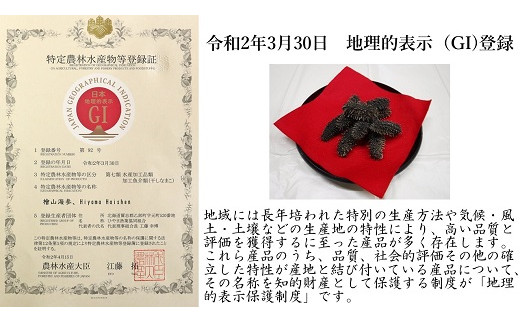 特定農林水産物登録証（地理的表示　GI登録証）