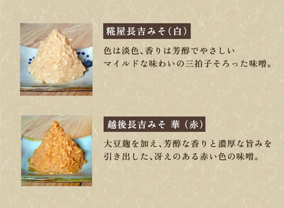 【先行予約】長吉みそ（赤白）セット 2kg《糀屋長吉みそ（白）・越後長吉みそ 華 （赤）各1kg》（2025年10月上旬から順次発送）【農林水産大臣賞受賞】自然発酵の味噌 味噌 保存料不使用 創業10