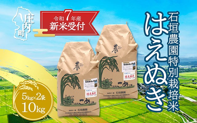 【新米受付 10月発送】R7年産 石垣農園の特別栽培米 はえぬき 10kg（入金期限：2025.9.15）
