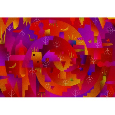 ＼京都・綾部の癒やし系作家/【絵画】　赤いシンボル　　額装サイズ526mmx412mm【1278188】