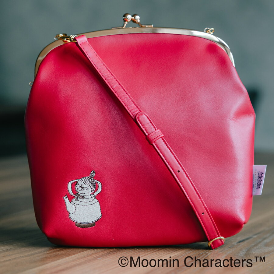 【ふるさと納税】ムーミン こどもミライサポート がま口ポシェット (レッド) MOOMIN｜国産レザー 革 ショルダーストラップ付 リトルミイ [1399]
