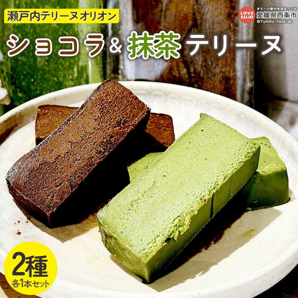 【ふるさと納税】＜テリーヌ 2種セット（ショコラ・抹茶 各1本）＞※翌月末迄に順次出荷します。 チョコレート 洋菓子 焼き菓子 焼菓子 とろけるような口どけ 看板商品 お菓子 おやつ デザート お取り寄せ おすすめ ご褒美 瀬戸内テリーヌオリオン 愛媛県 西条市 【冷凍】