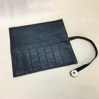 ふるさと納税 南箕輪村 【鹿革】 ロールペンケース(黒)