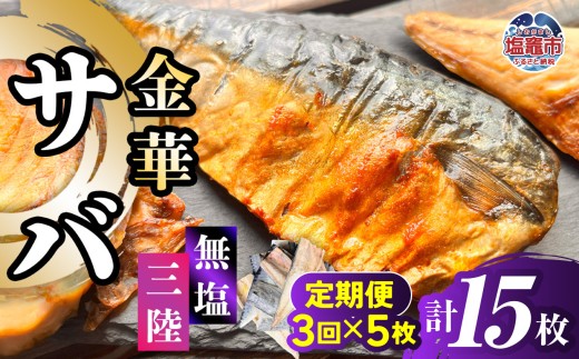 金華さば 半身フィレ 定期便3回×5枚 計15枚 無塩 三陸 冷凍 バラ凍結 ブランド 国産 宮城県産 金華山沖 三陸沖 金華さば さば 鯖 サバ 魚介 大容量 焼き魚 煮魚 味噌煮 お弁当 おかず おつまみ 宮城県 塩竈市 三波食品 ｜ nh00013-5s-t3