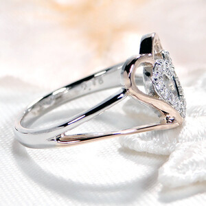 45-9-2 指輪PT900 K18PG ダイヤモンド0.15ct プラチナピンクゴールドハートダブルコンビリング【f178-ptpg】