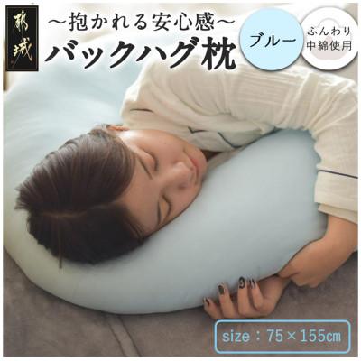 ふるさと納税 都城市 「バックハグ枕」抱き枕・U字枕〜包まれる安心感〜 ブルー ry0166BL　