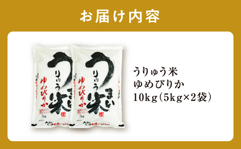 令和6年産 うりゅう米 ゆめぴりか 10kg（5kg×2袋）お米 米 ごはん ご飯 特A 新米 単一原料米 お弁当 国産 人気 おすすめ kome 年内発送 雨竜町