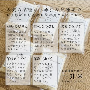 〈名入れ可〉一升米 選び取りカード・絵本付き 北海道米5品種食べ比べセット【U-018】