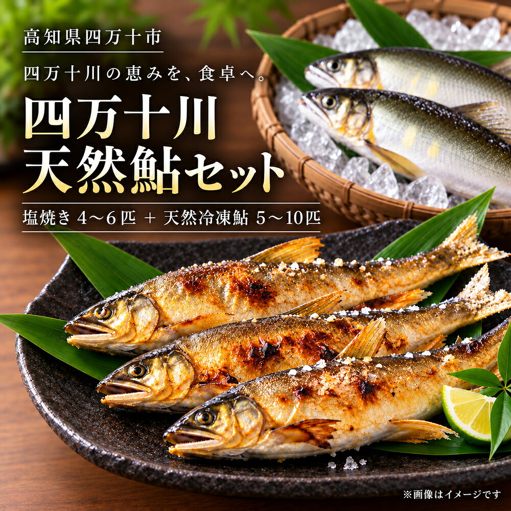 【ふるさと納税】鮎 天然鮎 「四万十川天然鮎セット 塩焼き4～6匹+天然冷凍鮎5～10匹」 [ 高知県四万十市 四万十川 あゆ アユ 天然 魚 川魚 塩焼き 冷凍 国産 セット ]