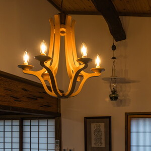 木のシャンデリア マホガニー LED電球無し ｜照明 ランプ インテリア 家具 工芸品 栃木県 塩谷町