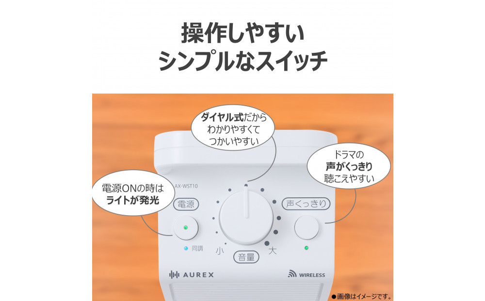 AUREX テレビ用スピーカー（ワイヤレス）「声くっきり」機能搭載 AX-WST10(W)