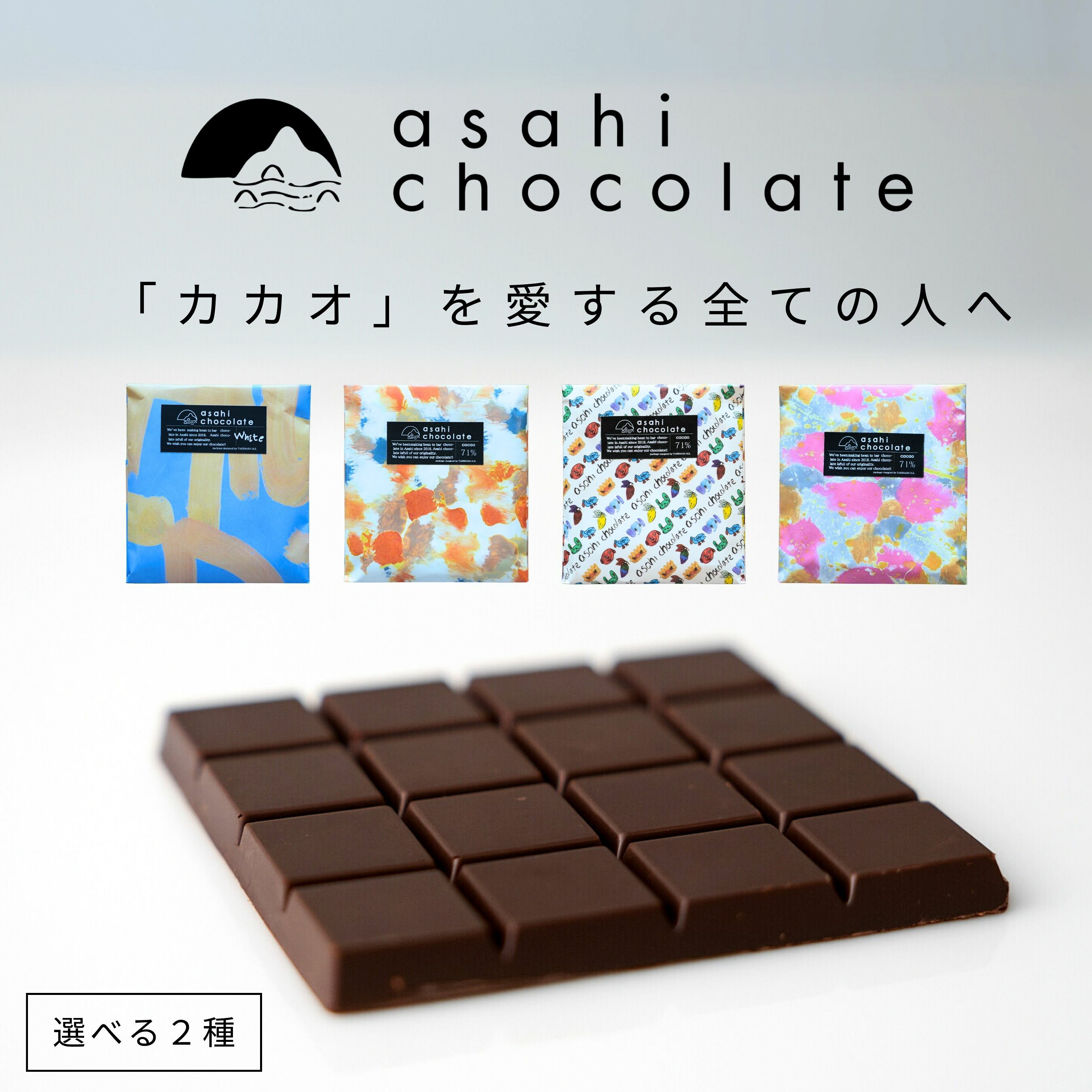 【ふるさと納税】選べる2種 ビーントゥバー チョコレート（ガーナ・インド・タンザニア・ホワイトニブ） ピュア ハイカカオ 高カカオ 71％ 無添加 てんさい糖使用 手作り 福祉施設製造 ギフト プレゼント