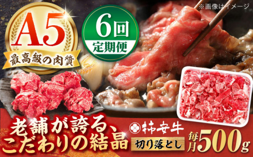 【6回定期便】最高級A5等級 三重県産 黒毛和牛 柿安牛 切り落とし 500g / 国産牛 ブランド牛 牛肉 冷蔵 / 亀山市 / 柿安本店 [AMBW010]