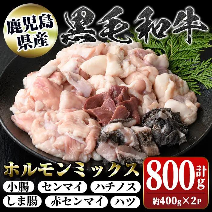国産 黒毛和牛 ミックスホルモン 牛ホルモン 合計800g 牛肉【新村畜産】P01001