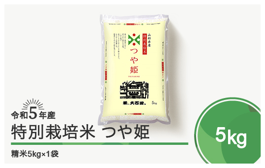 
令和5年産 米 つや姫 5㎏ 大石田町産 特別栽培米 精米
