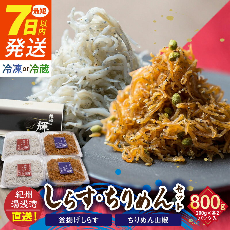 【ふるさと納税】《7日以内発送》 紀州湯浅湾直送！茹でたて釜揚げしらす（200g×2）ちりめん山椒（200g×2）セット 冷蔵・冷凍 選択可
