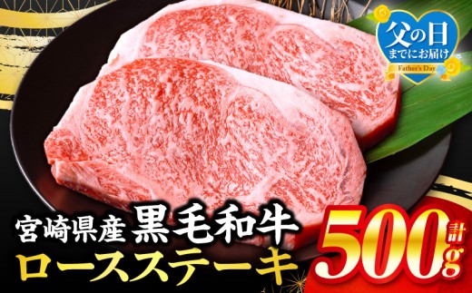 【父の日までにお届け】【数量限定】畜産農家応援！宮崎県産黒毛和牛ロースステーキ250g×2_M132-091-PU7-FD
