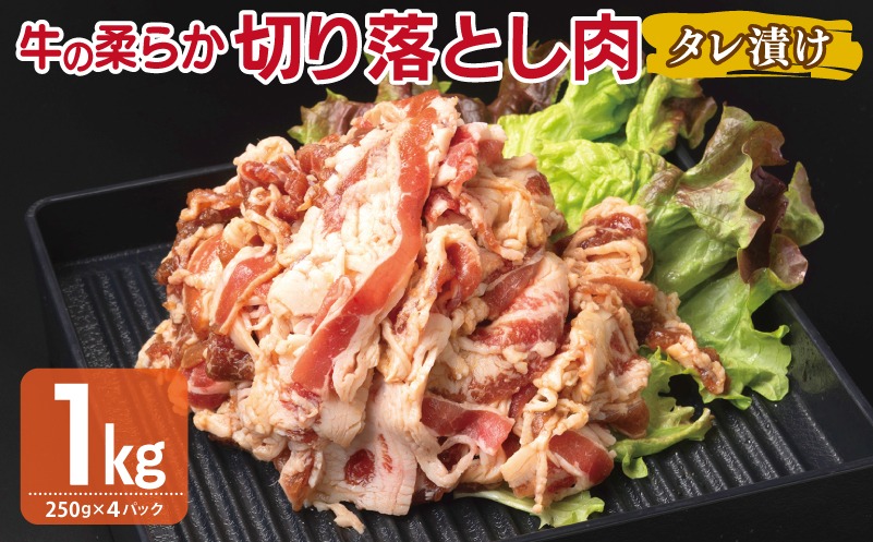 099H3385 牛肉 切り落とし タレ漬け 合計1kg【味付け 小分け 焼くだけ 簡単調理 BBQ 牛肉 250g×4袋】