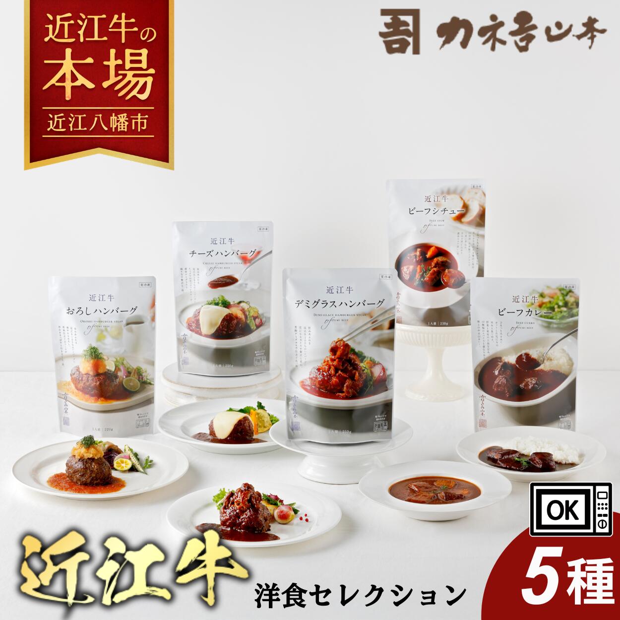 【ふるさと納税】【カネ吉山本】近江牛　肉師仕立てハンバーグ3種と近江牛ビーフシチュー・ビーフカレー詰め合わせ 牛肉 国産 ブランド牛 銘柄牛 国産 ブランド牛 牛肉 和牛 贅沢 お取り寄せ グルメ 送料無料 冷凍