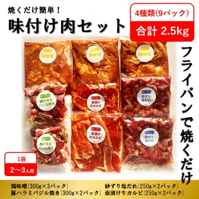 焼くだけ簡単!味付け肉セット《合計2.5kg》プラス【はかた地どり】もも肉1kg【配送不可地域：離島】