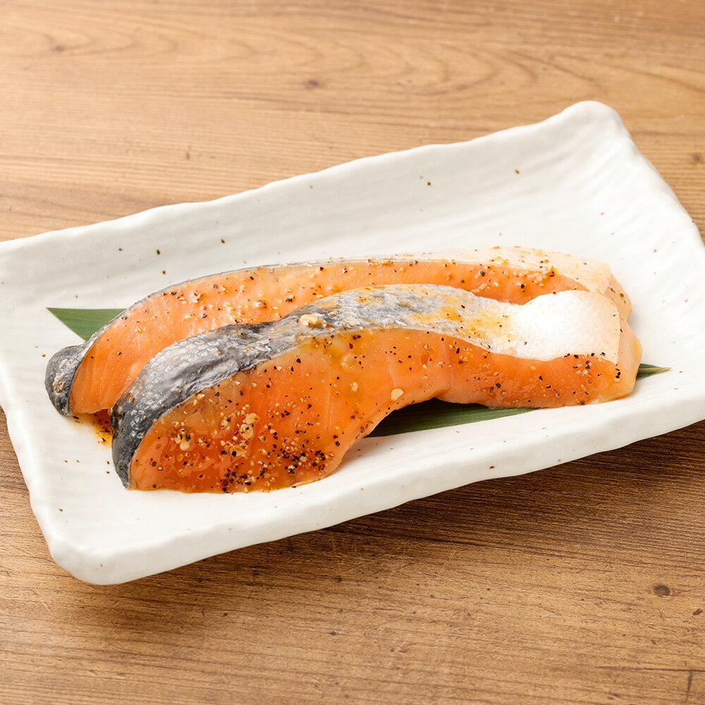 【ふるさと納税】鮭のガーリックペッパー焼き 2切れ×7パック 計14切 鮭 魚 おかず フライパン調理 にんにく ニンニク ガーリックペッパー 味付 惣菜 切身 海鮮 冷凍 九州 熊本 熊本県 熊本市 送料無料