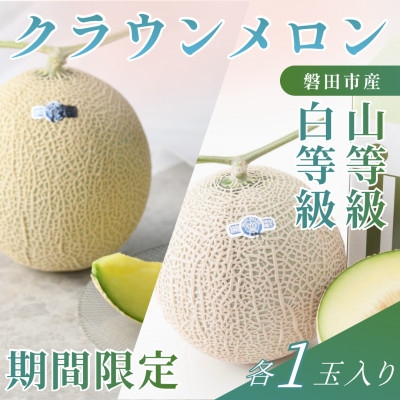 
                  ＜2026年5月中旬より発送＞食べ比べ 磐田市 クラウンメロン 白と山セット 約1.3kg×各1個【1640741】
                