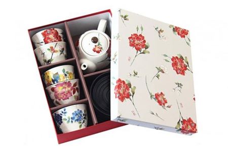 【美濃焼】「＆藍」 ポット・茶托付煎茶セット『ばら雅』柄【エー・アイ】 食器 茶器 急須 湯呑み 花柄 [TAG006]