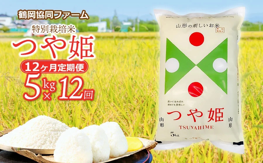 【令和7年産先行予約】特別栽培米つや姫 5kg (5kg×1袋)×12ヶ月【定期便】　鶴岡協同ファーム