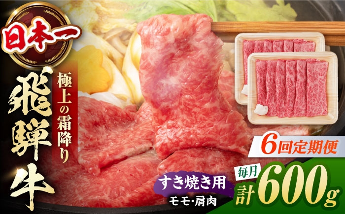
                  【6回定期便】 飛騨牛 すき焼き用 赤身 600g（300g×2）/ すき焼き 牛肉 和牛 定期便 肉 / 白川町 / 浅井商店 [AWBJ025]
                