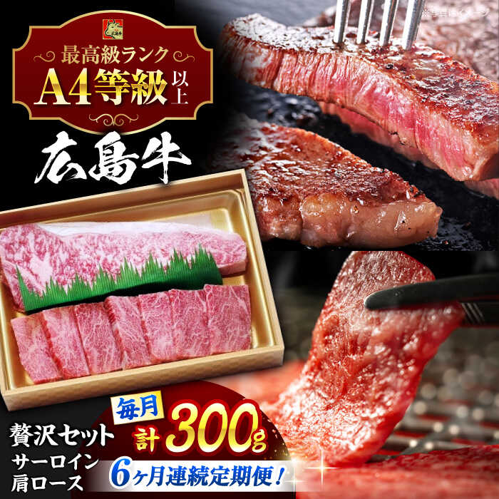 【ふるさと納税】【全6回定期便】広島 和牛 贅沢セット 300g （肩ロース 焼肉用 150g サーロイン 150g） 三次市 / 広島三次ワイナリー[APAZ075]