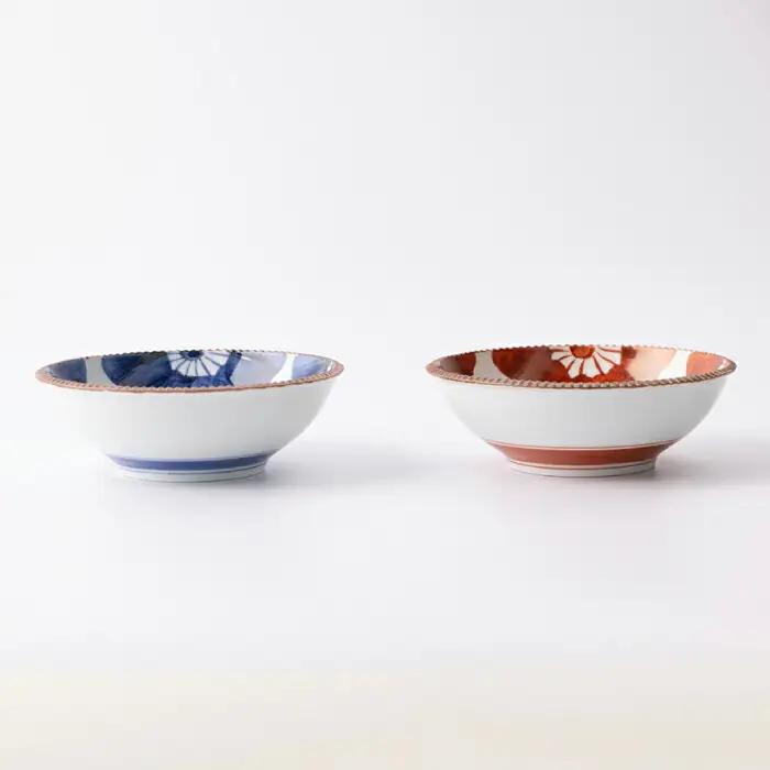 いげ皿丸鉢染ソフィア(赤青)16cm2点 NAZ508 