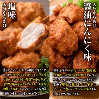 ふるさと納税 佐伯市 時短おかず 揚げるだけ 大分 からあげ 醤油にんにく味・塩からあげ セット (合計1kg・各500g |  | 02