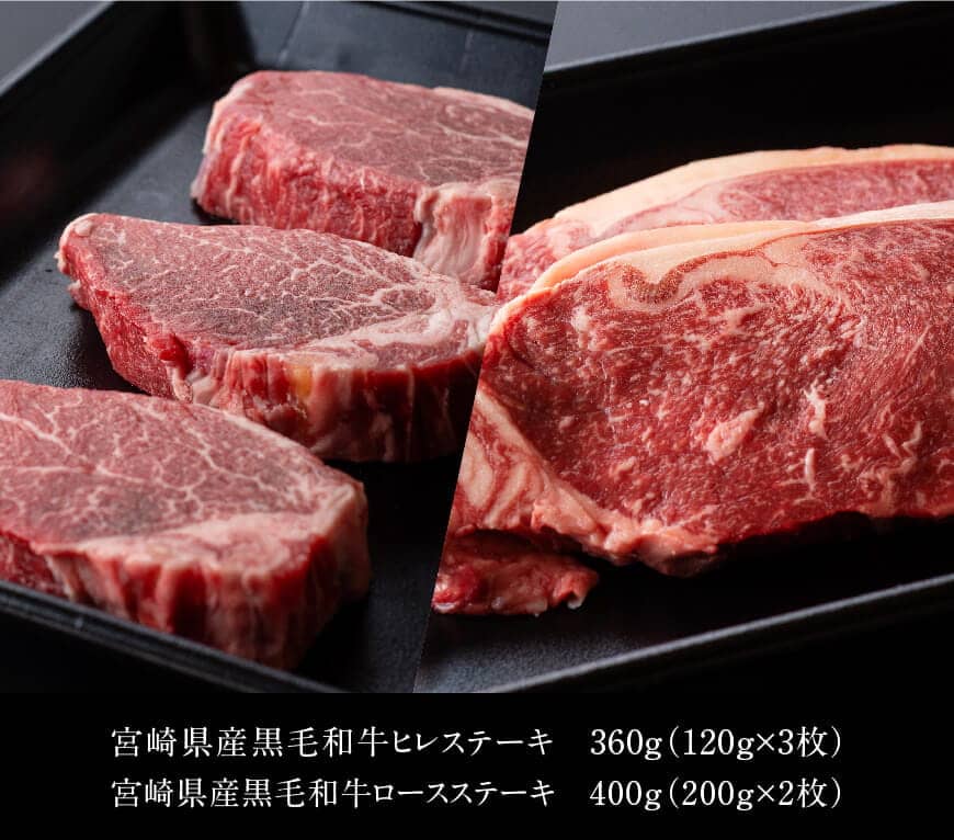 【訳あり】宮崎県産黒毛和牛ステーキセット[A]　肉牛肉国産牛肉牛黒毛和牛牛宮崎県産牛肉牛牛肉ヒレロースステーキセット訳あり牛牛肉送料無料牛肉 [D00669]