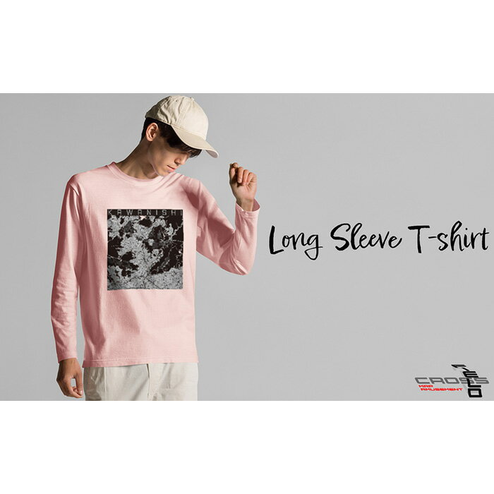 【ふるさと納税】【川西】地図柄ロングスリーブTシャツ（ライトピンク） No.350 ／ Tシャツ シャツ アパレル 洋服 綿100％ 長袖 モノトーン レイヤード 丸胴仕様仕立て 受注生産 国内印刷 おしゃれ 送料無料 兵庫県