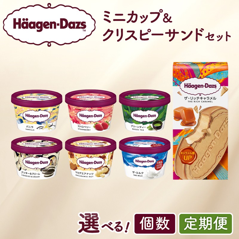 
                  【個数と定期便が選べる!!】ハーゲンダッツ『ミニカップ＆クリスピーサンド ザ・リッチキャラメル』アイスクリーム アイス スイーツ デザート 冷凍 ご褒美 ギフト プレゼント ふるさと納税 北海道 浜中町_H0016-121-SKU
                